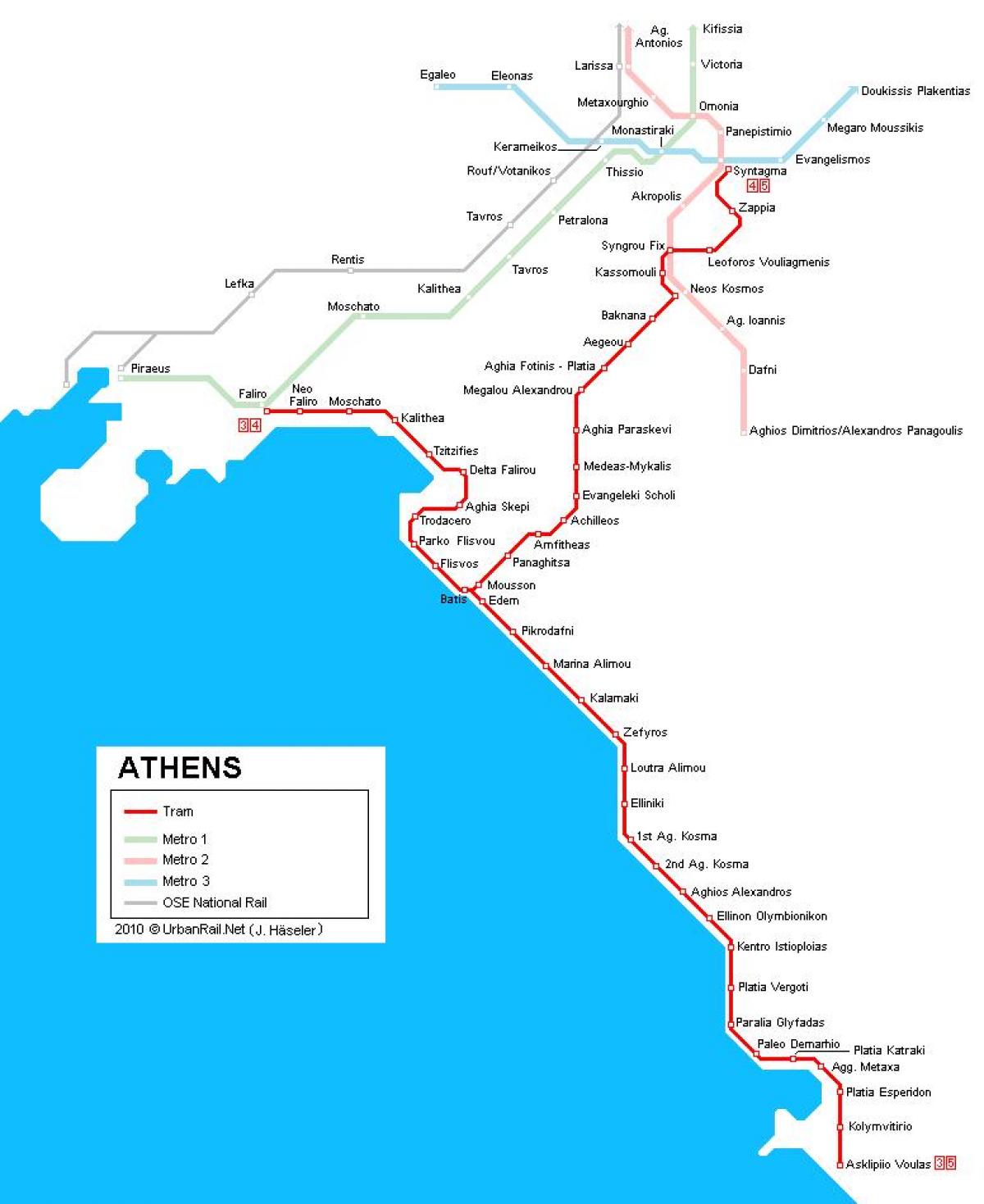 Straßenbahn Athen, Griechenland-map