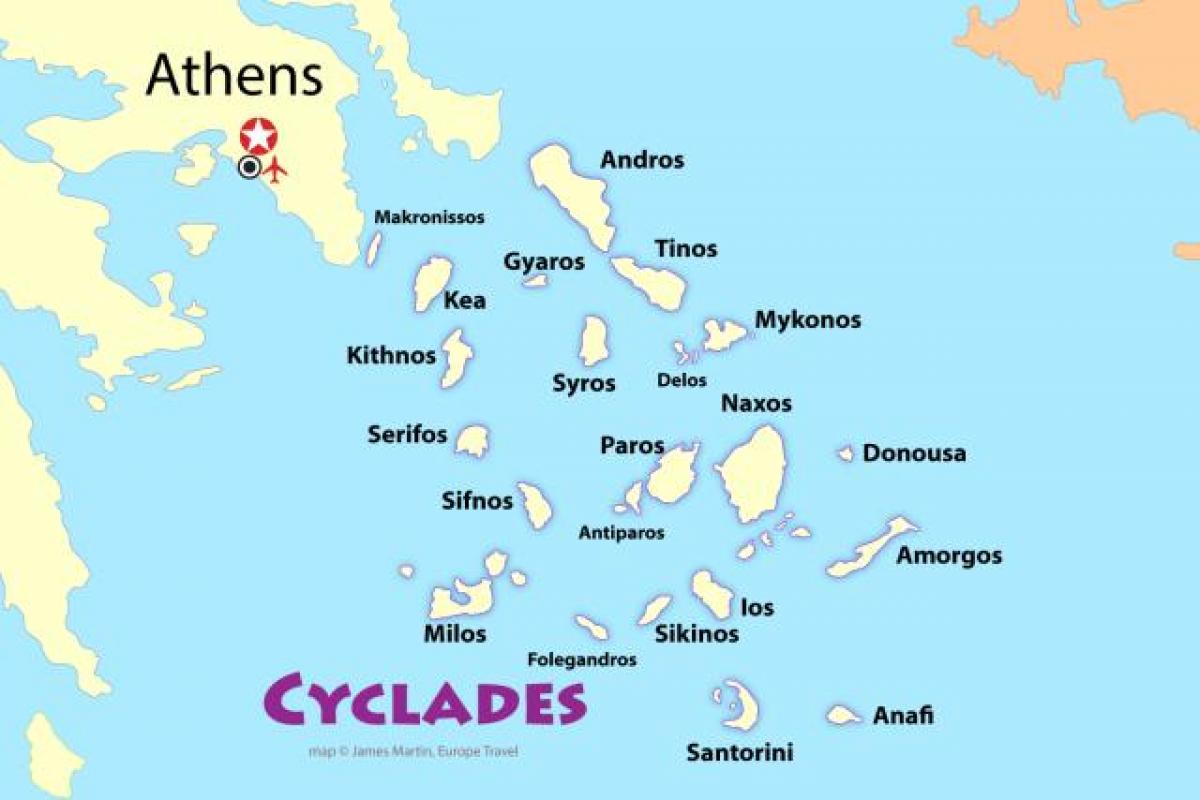 Griechische Inseln in der Nähe von Athen Karte