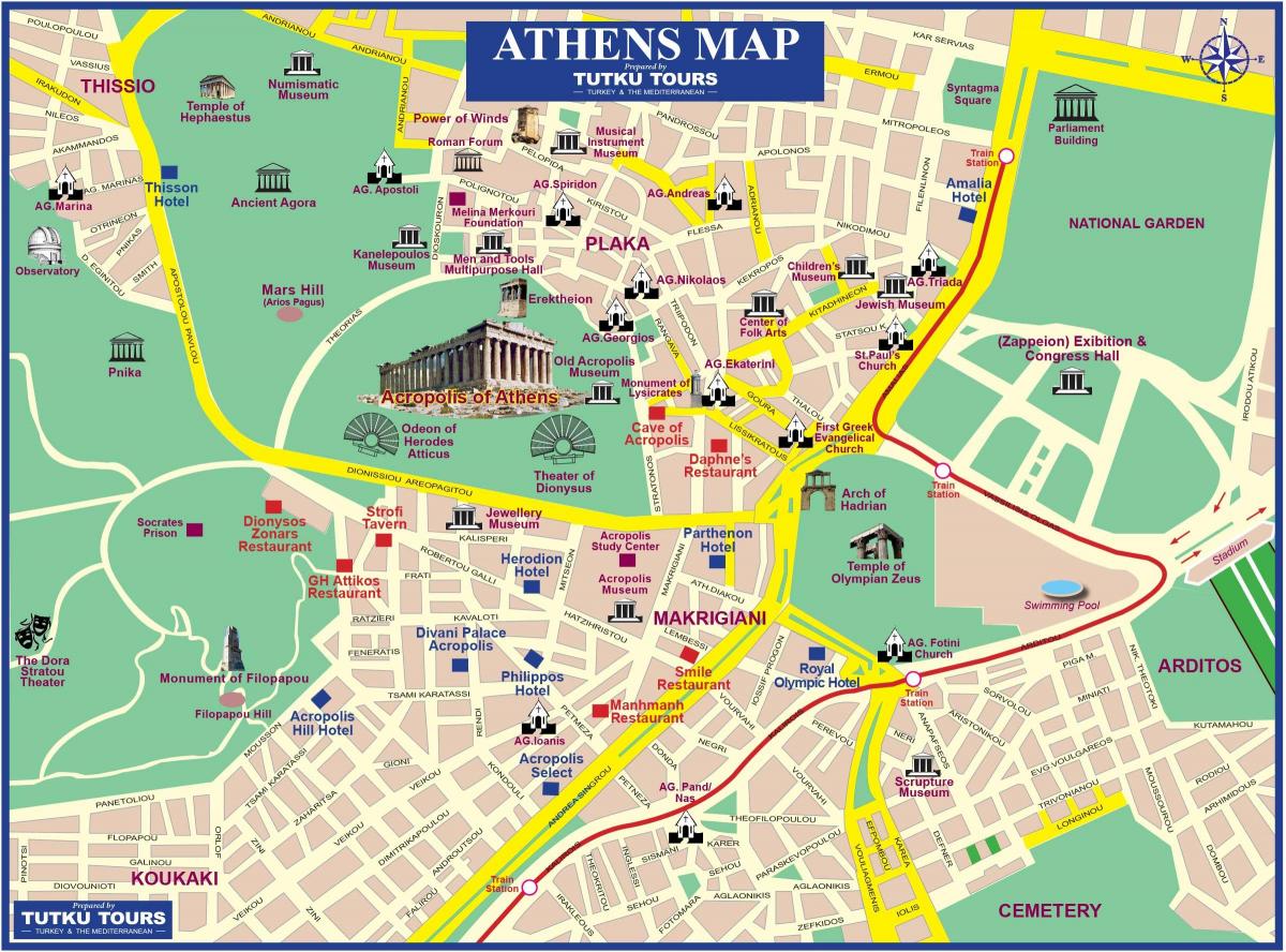 Athen tourist map - Touristische Karte von Athen (Griechenland