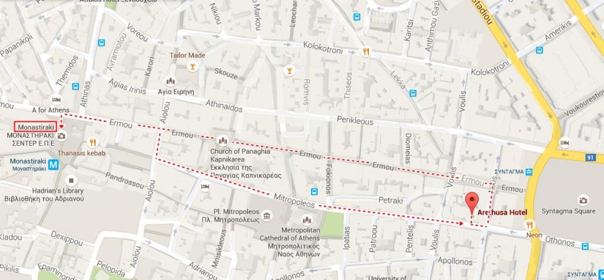 Karte von ermou street in Athen