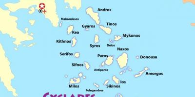 Griechische Inseln in der Nähe von Athen Karte
